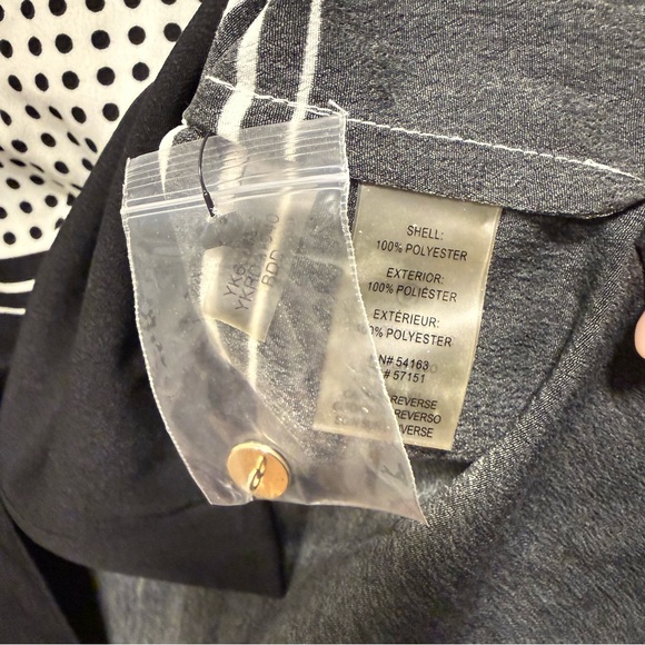 Karl Lagerfeld Paris Polka Dot Tie-Neck Blouse - Black & White Colorblock - S - Picture 7 of 8